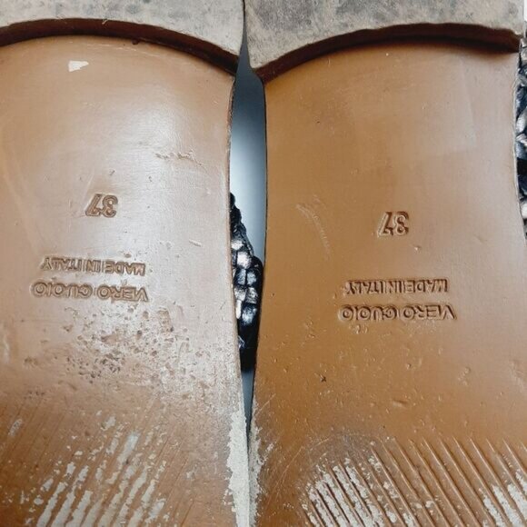 EMANUELE CRASTO Italy Woven Thong Flat Sandals Lather Black & Silver Sz 7 / 37 - Picture 13 of 13